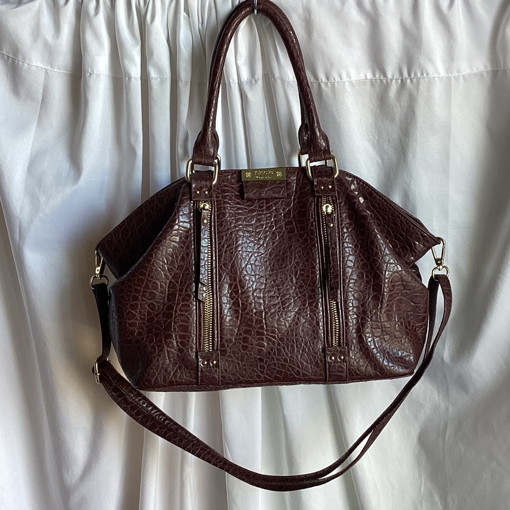 Nicole Miller Dark Burgundy Embossed Satchel